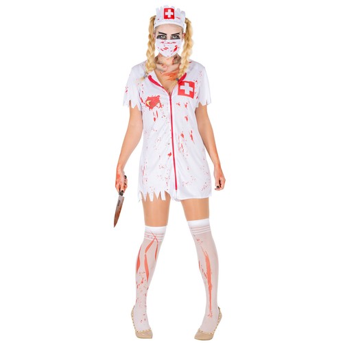 Costume infermiera sexy zombie carnevale halloween abito vestito donna  horror nu | eBay