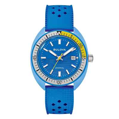 Bulova Taucheruhr Herren 41mm Bioceramic Hellblau 98B445 Schnorchel