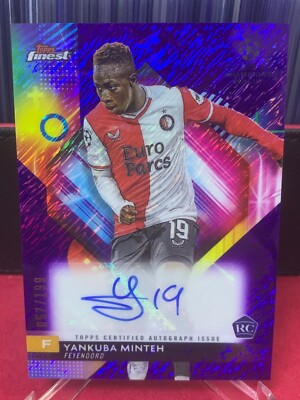 2023-24 TOPPS FINEST UEFA YANKUBA MINTEH PURPLE REFRACTOR AUTO 057 