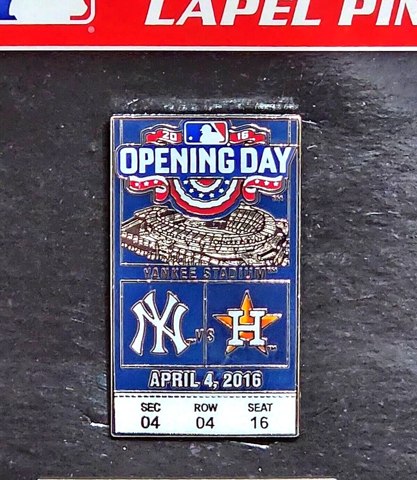 2016 New York Yankees Stadium Opening Day Ticket Stub Pin April 4 Houston Astros - Image 2 of 3