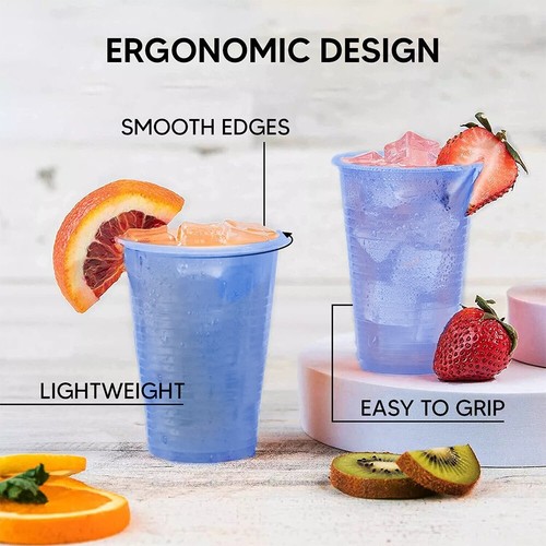 Reusable Plastic Cups Blue Vending Water Drinking Parties Catering Weddings 7oz - Picture 4 of 6