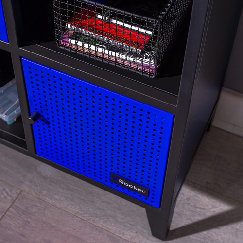 X ROCKER Mesh-Tek 6 Cube Storage Cabinet Wide Shelving Unit BLACK BLUE CLEARANCE - Picture 3 of 11