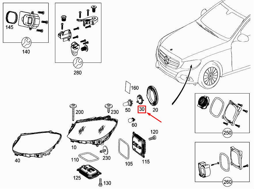 MERCEDES-BENZ C W205 Frontblinker-Schutzabdeckung A2058200049