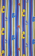 VTG Sesame Street Queen Flat Bed Sheet Big Bird Cookie Elmo Grover 2000 Fabric