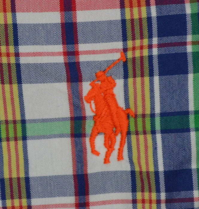 Ralph Lauren Hombres Multicolor Cuadros Bañador Corto/Naranja Poni Nuevo con Etiquetas-Grande Foto 3 de 4