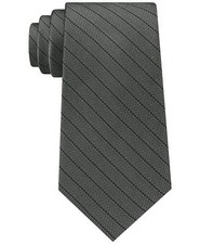  125 Calvin Klein Men Gray Stripe Skinny Slim Neck Tie Classic Silk Necktie 58x3