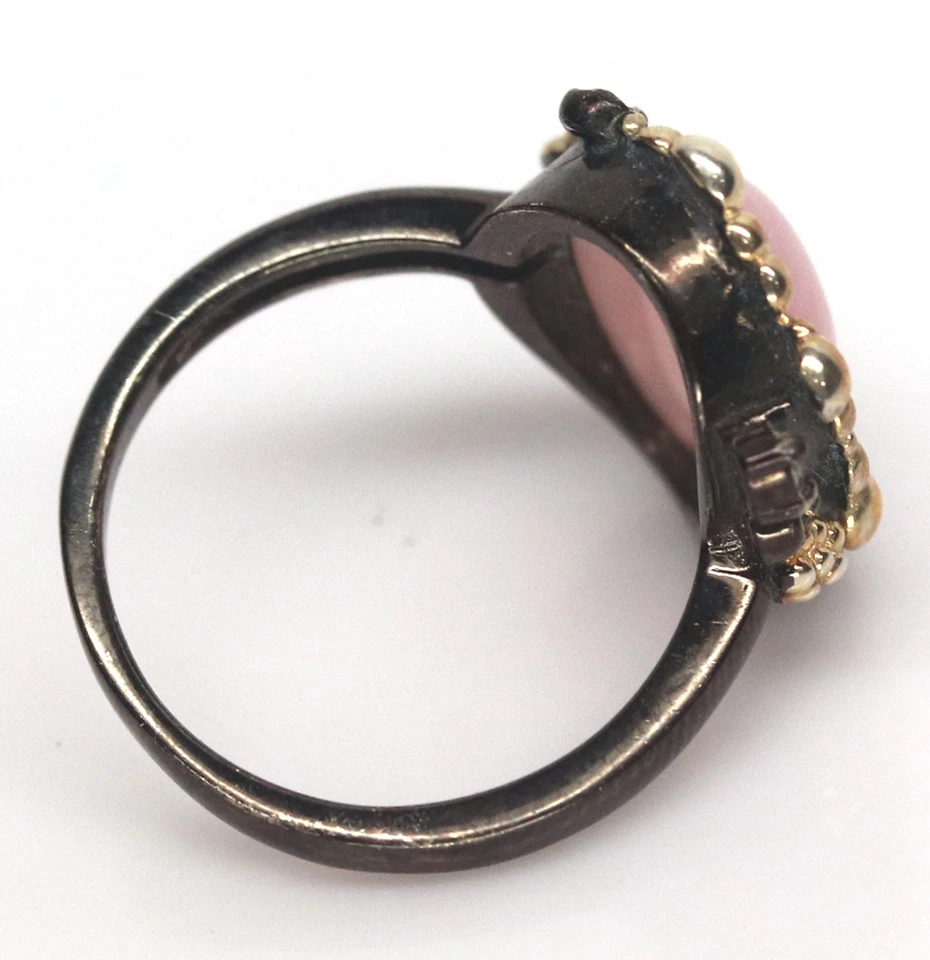 10 X 14 Mm. Pinker Opal-, Smaragd- Und Topas-Ring Silber 925 Sterlingsilber - Bild 4 von 4