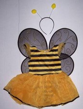 Gymboree Bumble Bee Costume Set 3-4 Dress Wings Headband Halloween 3 4
