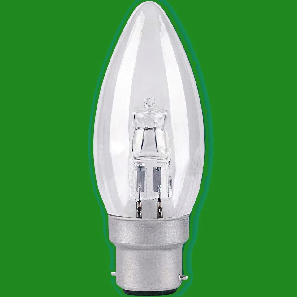 2x 28W (=37W) Dimmable Eco Halogène Transparent Bougie Ampoule BC B22 Baïonnette - Photo 1/1