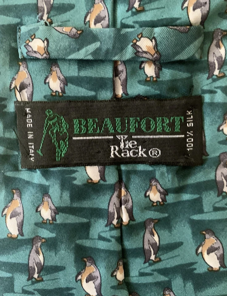Beaufort Tie Rack King Penguin 100% Seda Itália Decote Bonito Envio RÁPIDO! - Imagem 4 de 4
