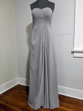 NWT AZAZIE ARABELLA ALLURE Strapless Chiffon Bridesmaid Dress • Silver • Size 6