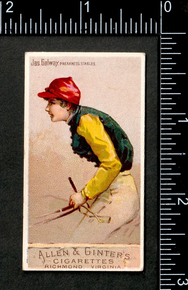 Preakness aprox. Tarjeta Allen & Ginter SR.rJas 1888 Galway Racing Colors of World N22 Foto 3 de 4