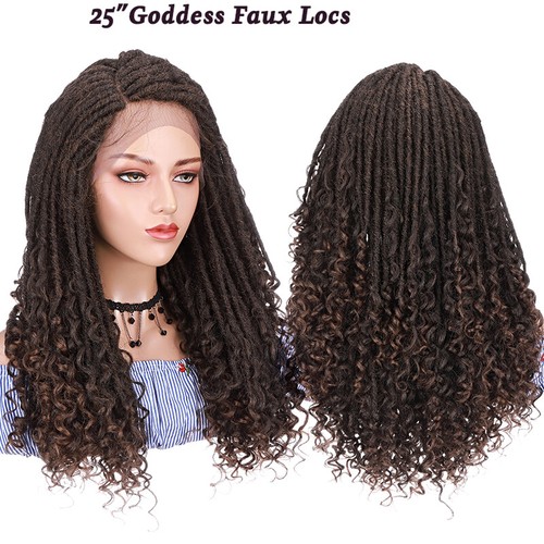 Afro Crochet Braided Braid Front Lace Full Wigs Long Straight Curly Ends 17"27" - Picture 39 of 89