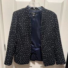 J. Crew  Tweed Going-Out Blazer in Deepest Navy/ Ivory J8119 Sz 4