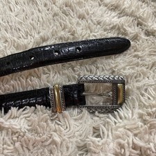 Brighton Black Alligator Croc Embossed Leather Belt Silver Gold 44203 Small