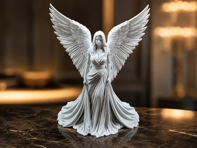 Geflügelter Engel Dame Figur Statue Denkmal Gothic Regal Deko Geschenk