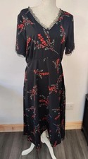 Rupert & Buckley Floral Midi Dress 14 Black Lace Cottagecore Whimsical Grandma
