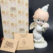 Precious Moments #109584 Happiness Divine Clown Figurine 1992 w/ Box G-Clef Mark