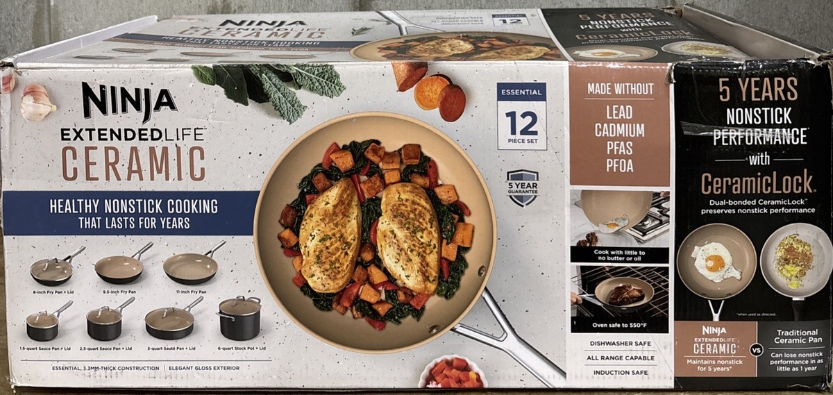 Ninja 12pc Essential Ceramic Cookware Set Hard AnodizedDishwasher