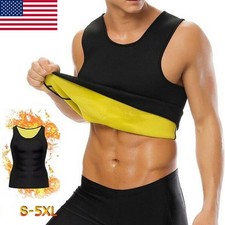 Men's Compression Sauna Suit Sweat Vest Waist Trainer Body Shaper Tank Top Shirt