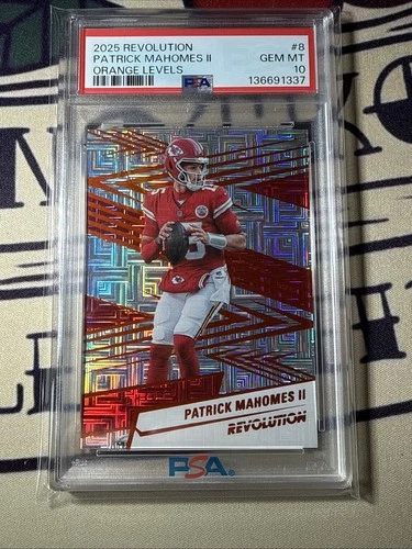 2025 PATRICK MAHOMES II PANINI REVOLUTION ORANGE LEVELS PSA 10