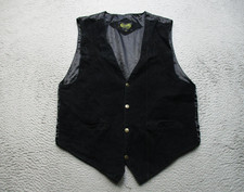 Scully Vest Mens XL Black Leather Snap Front Lined Western Belted Dress