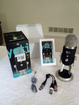 BLUE YETI PRO USB & XLR MIC MICROPHONE, BLACK / SILVER, 24 BIT, 2011, IN BOX