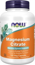 NOW Magnesium Citrate 120 Veg Capsules Nervou...