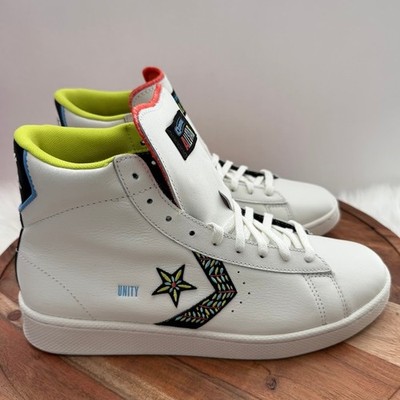 Converse Pro Leather Hi Peace & Unity White Leather  172187C Mens 8.5 / Wmns 10