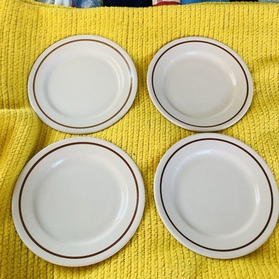 Vitrified China Dinner Plates Brown Stripe Restaurant Ware 9  - Sterling