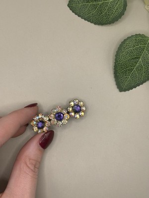 Hair Clips Tarantino Purple AB Rhinestone Flower Hair Barrette Clip 1PCS