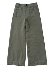 Anthropologie Maeve Colette Cropped Ponte Wide Leg Pants Olive Green Size 28