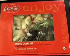 Coca Cola Christmas Lights Polar Bear Coke Machine Bottle 2 Strings Of 10 *READ