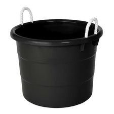 Homz 0402Grbk.08 Storage Tub W/ Rope Handles, 18 Gal, Black