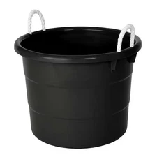 Homz 0402Grbk.08 Storage Tub W/ Rope Handles, 18 Gal, Black