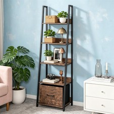 5-Tier Ladder Shelf With Fabric Drawer  Anti-Tip Device