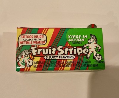 Fruit Stripe Chewing Gum 1 Pack 17 Sticks Tattoos Collectible Discontinued NOS