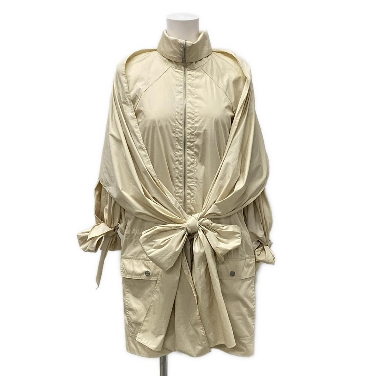 Cappotto donna originale CHANEL P50940 beige cotone nylon