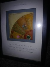 Grandmothers Fan antique Framed Hand sewn quilt square