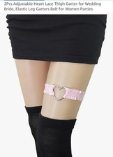 x2 Women's Fashion Pink Silver Heart Leg Thigh Chain Garter Lot Of 2 NEW NIP