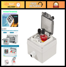 IP67 Push Button Box with Emergency Stop, Lock Key Switch  Protective Cover, AC