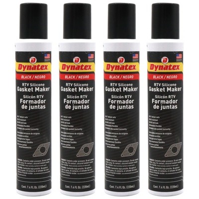 Dynatex Black RTV Gasket Maker 7.4oz Automatic Can - Sensor Safe, 500°F (4-Pack)