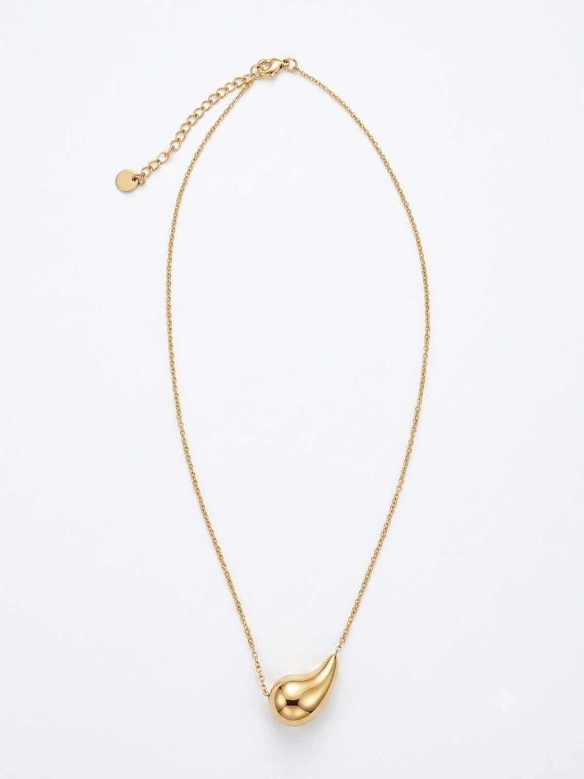 Gold Teardrop Pendant Necklace - Women Jewelry Length 15.6” 39.5 cm