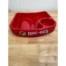 Buc-ees Red Kids Lap Snack Tray Cup Holder Organizer Car Camping Travel