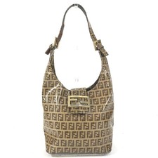 Borsa a tracolla FENDI vintage logo Zucca borsa a mano rivestimento tela beige