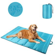 BWOGUE Large Outdoor Dog Bed Mat, Waterproof Camping Dog Mat Carry Bag, Blue