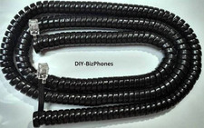 Black 25Ft Long Phone Handset Cord Generic Landline Curly Coil Glossy Bulk Pack