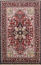 Red Traditional Oriental Accent Rug 4x6 Hand-knotted Wool Geometric Carpet