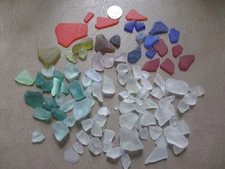 GENUINE BEACH SEA GLASS ORANGE, RED, BLUE, GREEN, WHITE LOT SURF TUMBLED RARE!