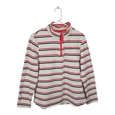 Joules Rugby Cotton Blend Striped Quarter-Zip Pullover Size 12 Womens